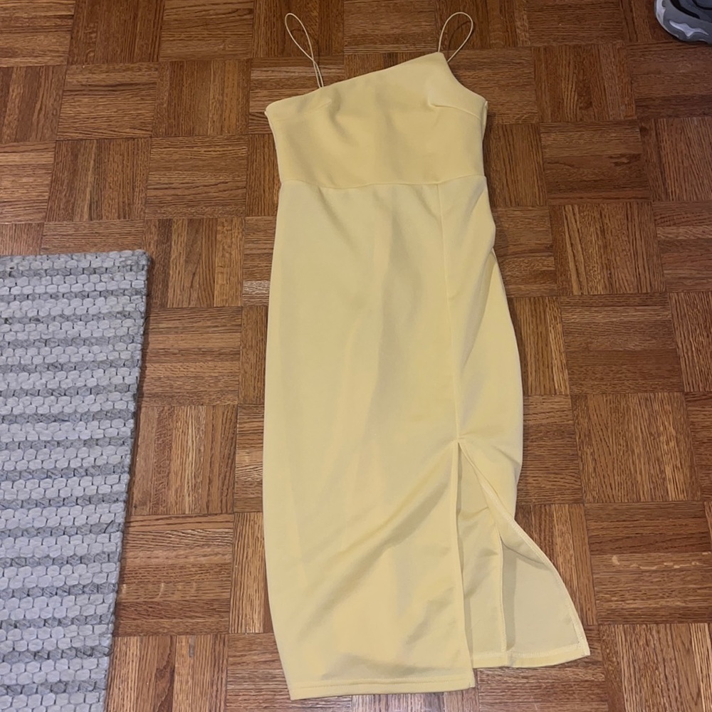 Brand new asymmetrical midi yellow dress from Amazon